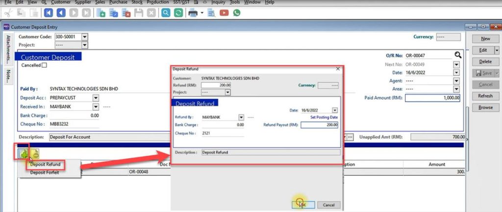 Ask Bryan Cheong – SQL Accounting System – Customer Deposit – Track, Pay, Refund and Forfeit